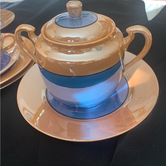 TT Takito Iridescent Hand Painted Lusterware Tea Set with Lunch/Dessert plates - Picture 3 of 15